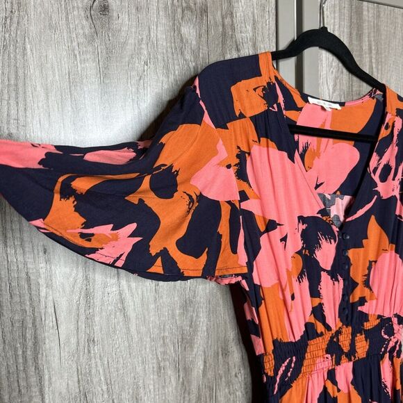 Abel The Label Midi Dress High Low Hem Floral Print Flutter Sleeve Size XS - Picture 4 of 8